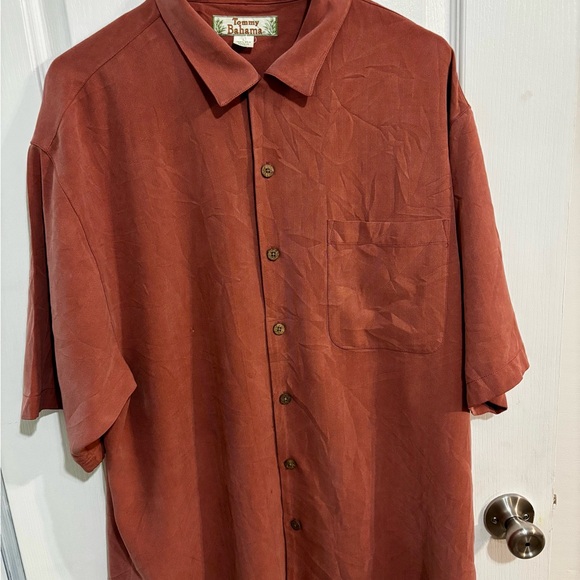 Vintage Tommy Bahama 100% Silk Camp Shirt – Salmon, Size L - Picture 1 of 5
